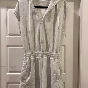 Abercrombie & Fitch Light Gray Hooded One-Piece Romper Medium Tall